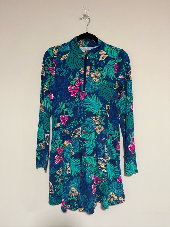 Lilly Pulitzer Dresses & Skirts - Lilly Pulitzer Luxletic Delmar Floral Blue Long Sleeve Athletic Dress Size Small